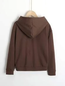 Tween Girl Drop Shoulder Sweatshirt - Coffee Brown - View 2