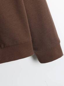 Tween Girl Drop Shoulder Sweatshirt - Coffee Brown - View 3
