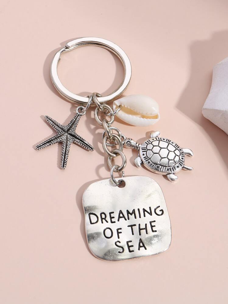 Llavero con colgante de concha y tortuga para carteras, mochilas escolares, mochilas y maletines. Accesorio para automóvil, accesorio de bolso, accesorios de Halloween, ideas de regalo para el Día del Maestro, Navidad, accesorios de bolso, cordones con portaidentificaciones, accesorios para automóvil, encantos de bolso - Plateado - Añade 2
