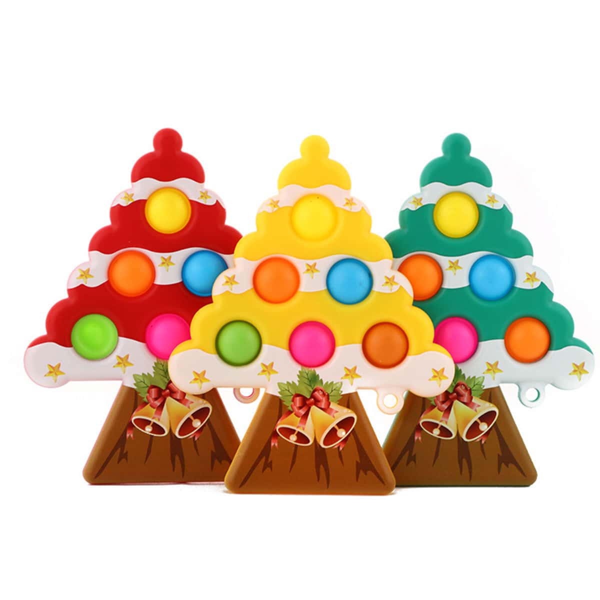 

1pc Christmas Tree Shaped Random Color Push Pop Bubble, Multicolor