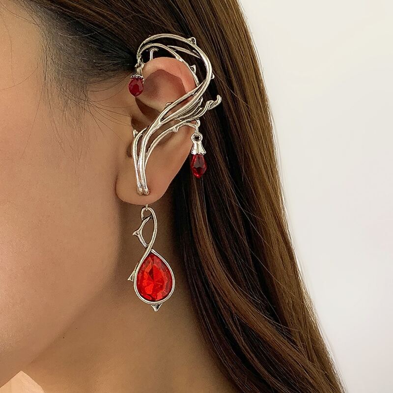 

1pc Gemstone Decor Earring, Antique silver