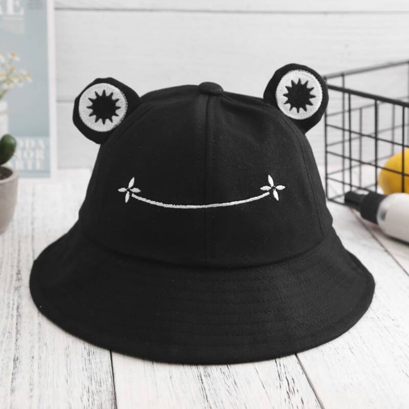 

Cartoon Frog Decor Hat, Black