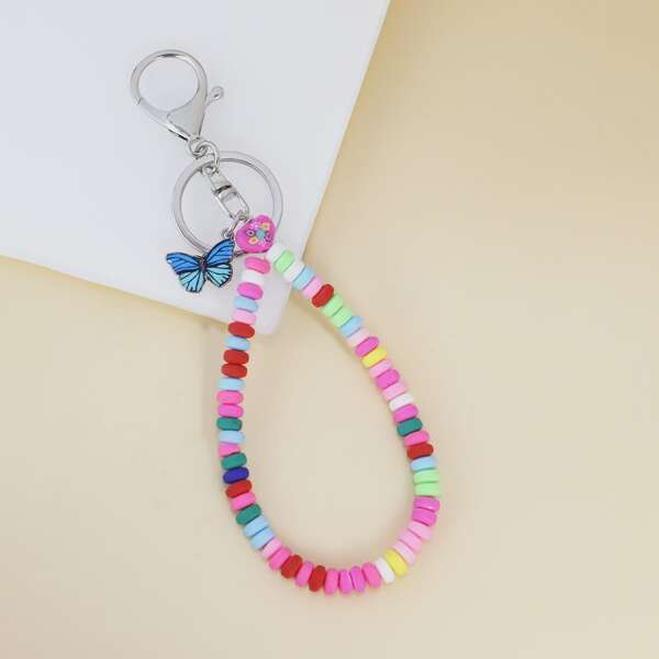 

Butterfly Detail Beaded Keychain, Multicolor