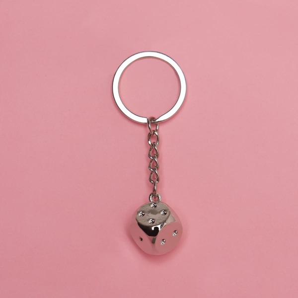 

Dice Pendant Keychain, Silver