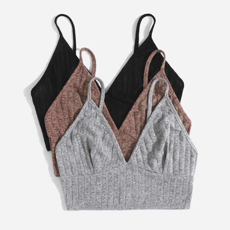 

3pack Solid Bralette Set, Multicolor