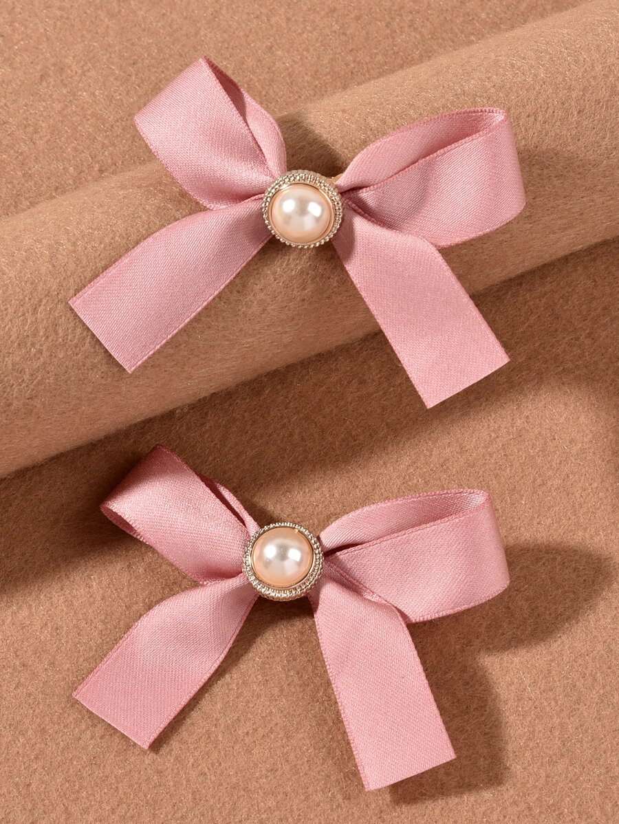 2 cái kẹp tóc nơ - Hồng - Xem 1