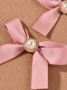 2 cái kẹp tóc nơ - Hồng - Xem 3