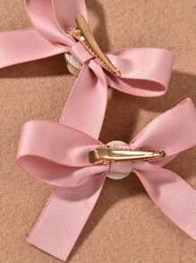 2 cái kẹp tóc nơ - Hồng - Xem 4