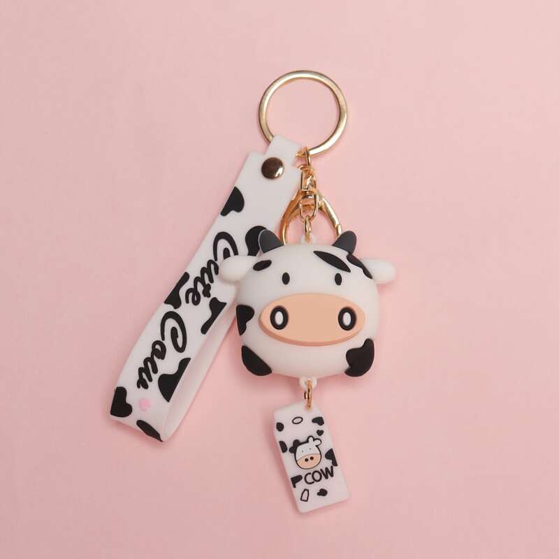 

Cow Charm Keychain, Black and white