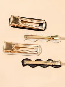 4 chiếc kẹp tóc cá sấu vuông lượn sóng màu cà phê tương phản, kẹp tóc càng cua, kẹp tóc cài đầu, đồ dùng học tập, phụ kiện tóc, phụ kiện đội đầu, phụ kiện tóc cho nữ, ghim cài tóc - Nhiều màu - Xem 2