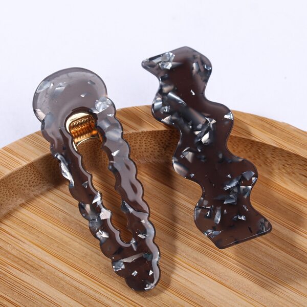 

2pcs Structured Hair Clip, Multicolor