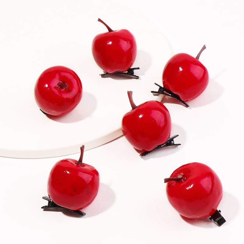 

6pcs Fruit Decor Hair Clip, Red
