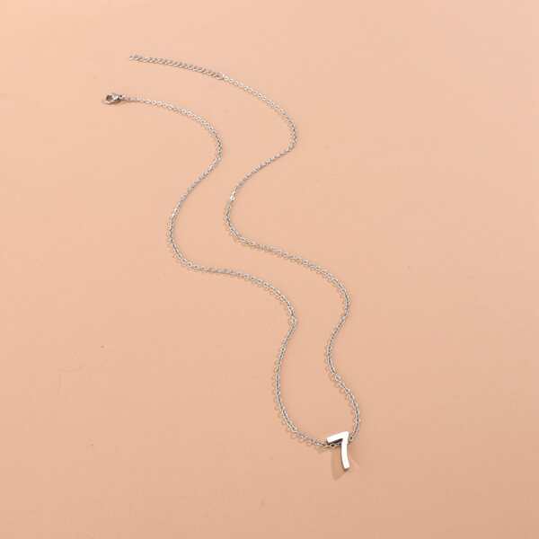 

Number Charm Necklace, Silver