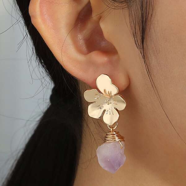 

Flower Design Earrings, Multicolor