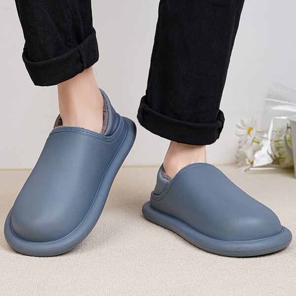 

Men Minimalist Plush Inside Slippers, Dark grey
