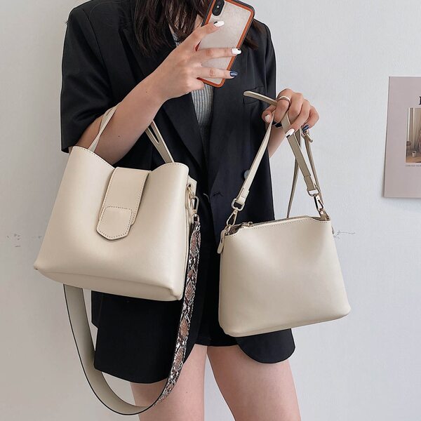 

2pcs Minimalist Satchel Bag Set, Beige