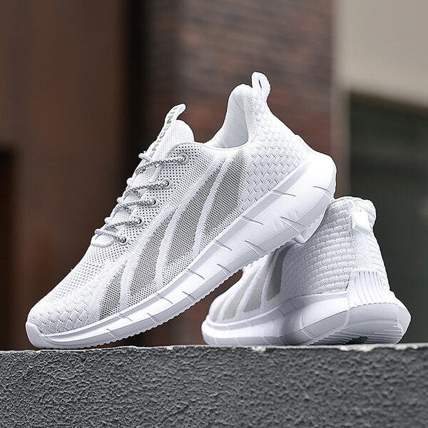 

Men Knit Detail Lace-up Front Sneakers, White