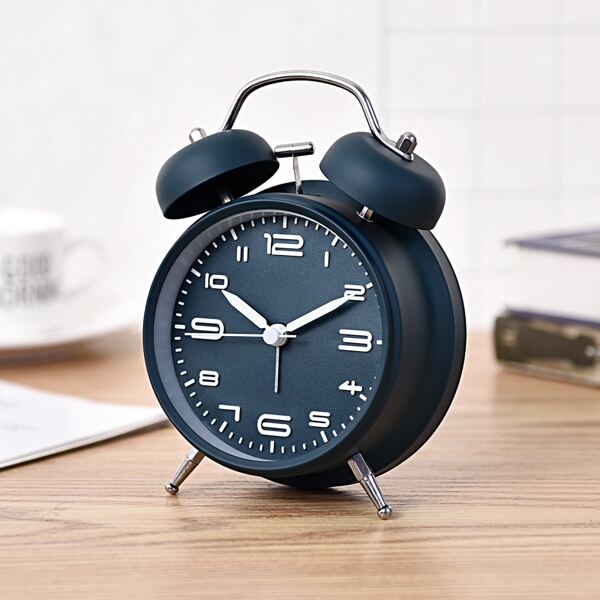 

1pc Metal Alarm Clock, Navy blue