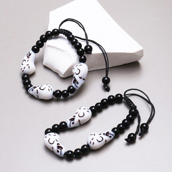 

2pcs Halloween Skull Decor Bracelet, Multicolor