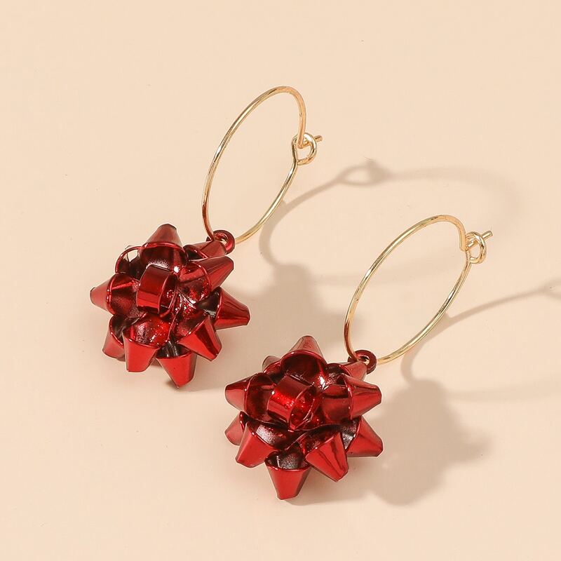 

Floral Decor Earrings, Red