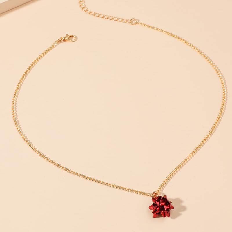 

Christmas Flower Pendant Necklace, Multicolor