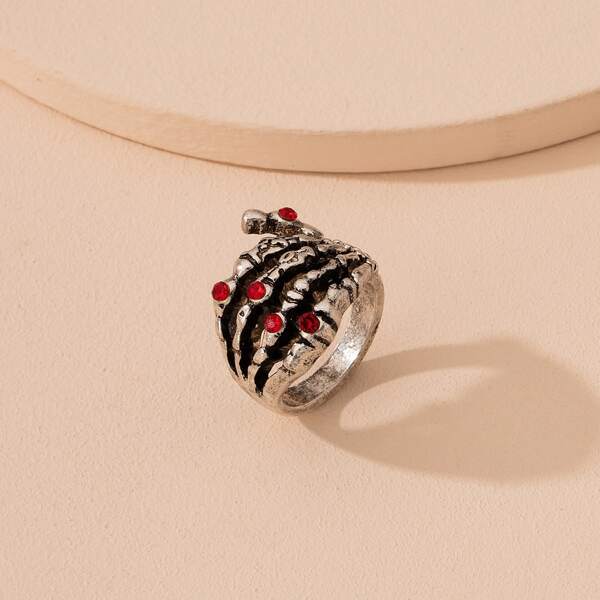 

Rhinestone Decor Ring, Antique silver