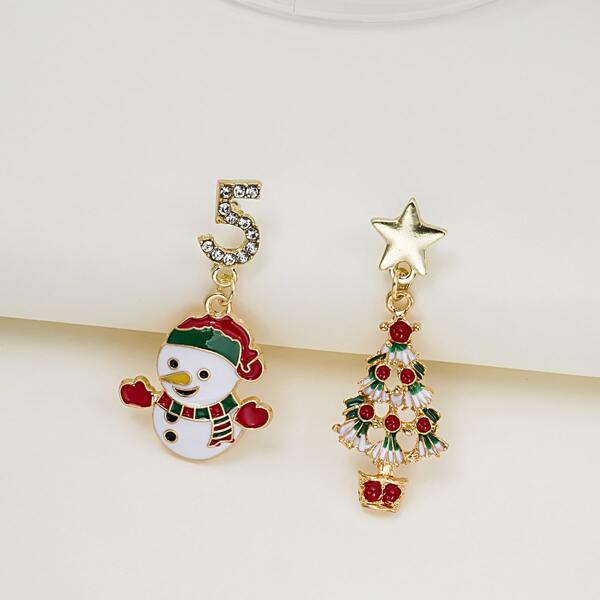 

Christmas Snowman & Tree Drop Earrings, Multicolor