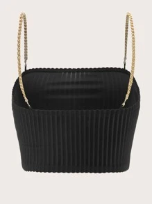 SHEIN 大碼鏈條絲絨吊帶上衣 - 黑色 - 查看 2