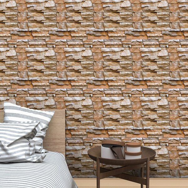 

2pcs Brick Pattern Wall Paper, Multicolor