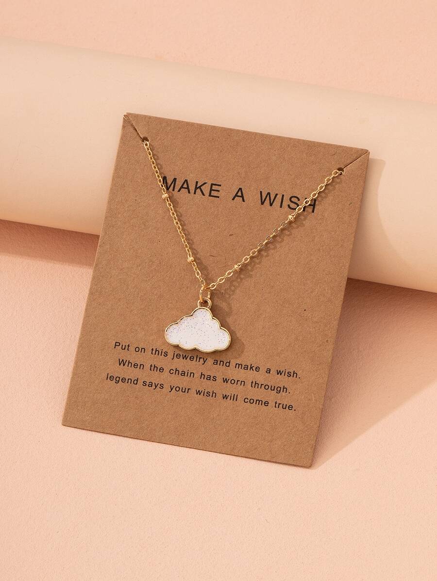 Cloud Charm Necklace - Yellow Gold - View 1