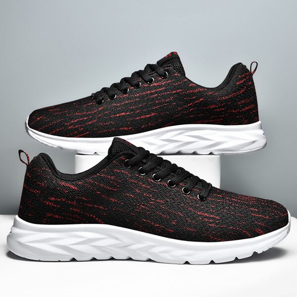 

Men Minimalist Graphic Breathable Running Shoes, Black