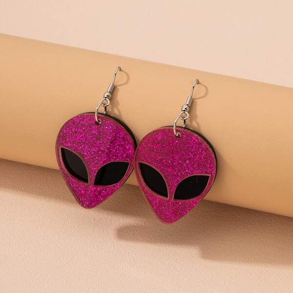 

Alien Decor Drop Earrings, Hot pink