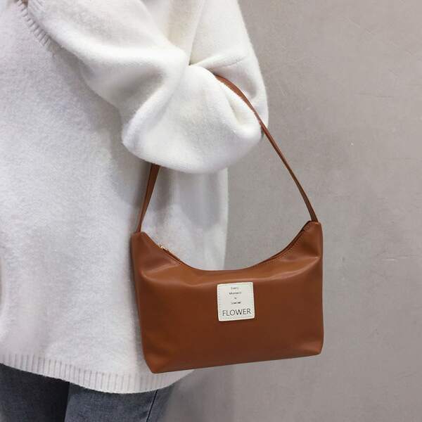 

Letter Graphic Shoulder Bag, Brown