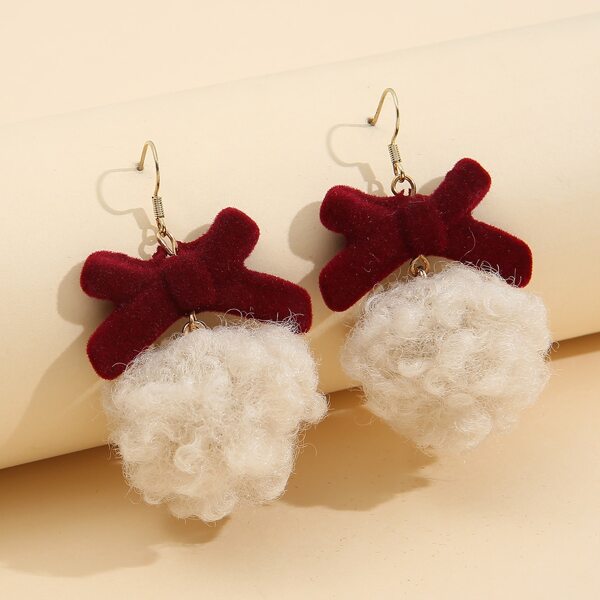 

Pom Pom Drop Earrings, Burgundy