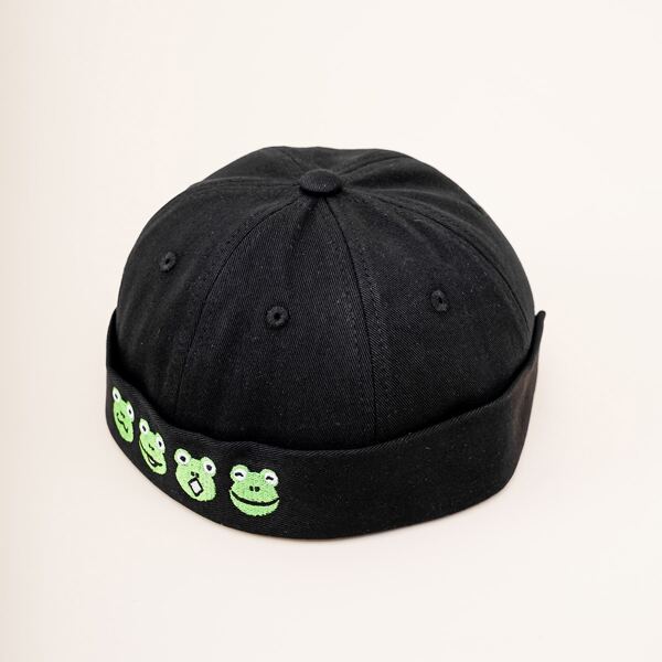 

Men Frog Patch Docker Hat, Black