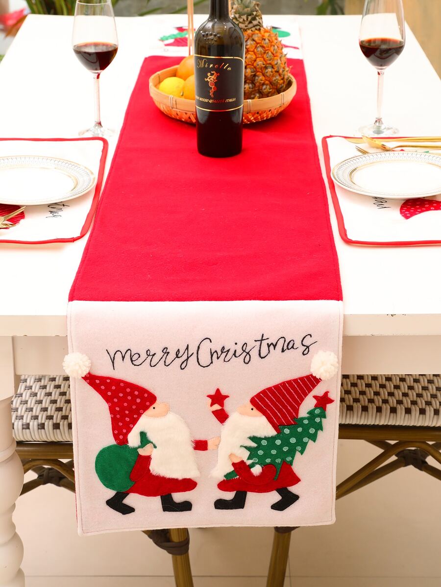 Chemin de table à motif père Noël - Multicolore - Voir 1