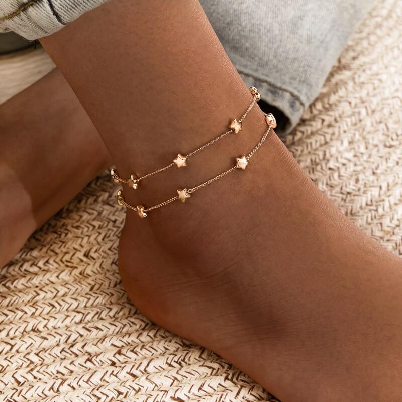 

Star Decor Chain Anklet, Gold