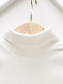 Young Girl Solid Turtleneck Tee - White - View 3