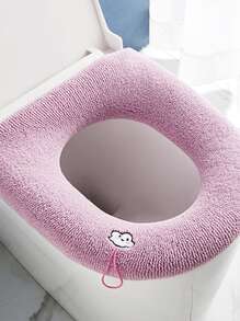 1pc Handheld Thick Washable Toilet Lid Cushion For Bathroom - Multicolor - View 4