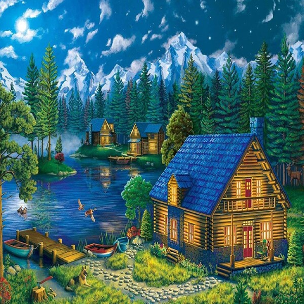 

Scenery Print DIY Diamond Unframed Painting, Multicolor
