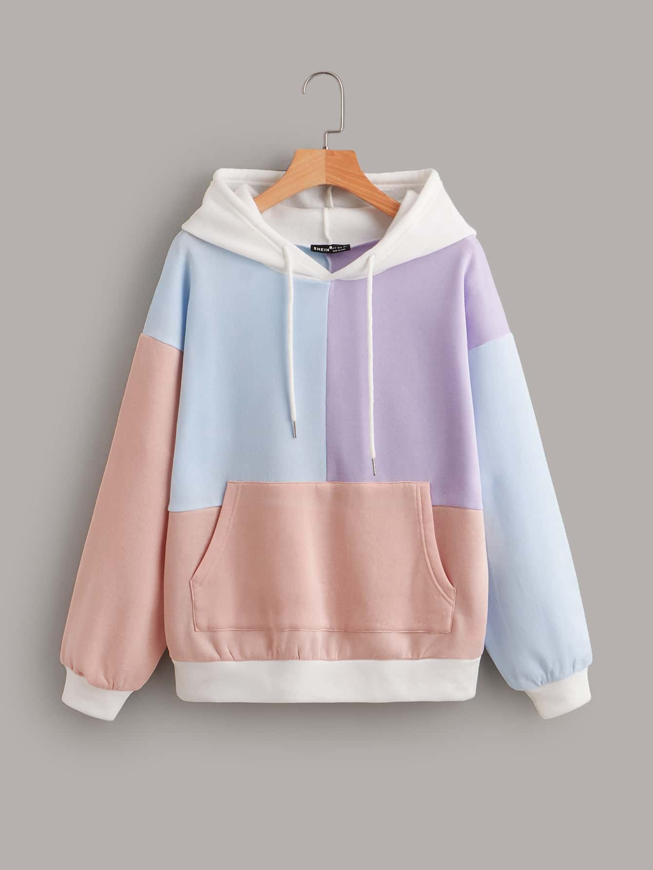 Muchica Colour Block Drop Shoulder Kangaroo Pocket Hoodie - Multicolor - View 1