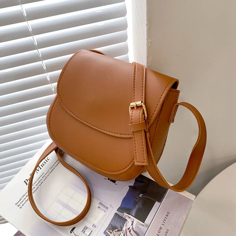 

Minimalist Flap Crossbody Bag, Brown