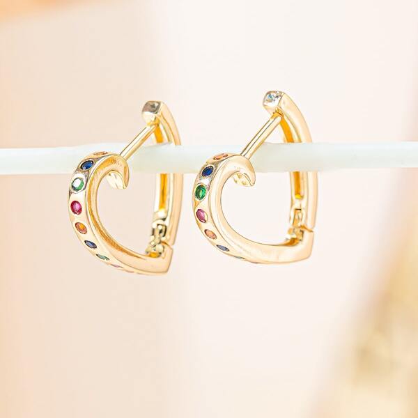 

Heart Design Hoop Earrings, Gold