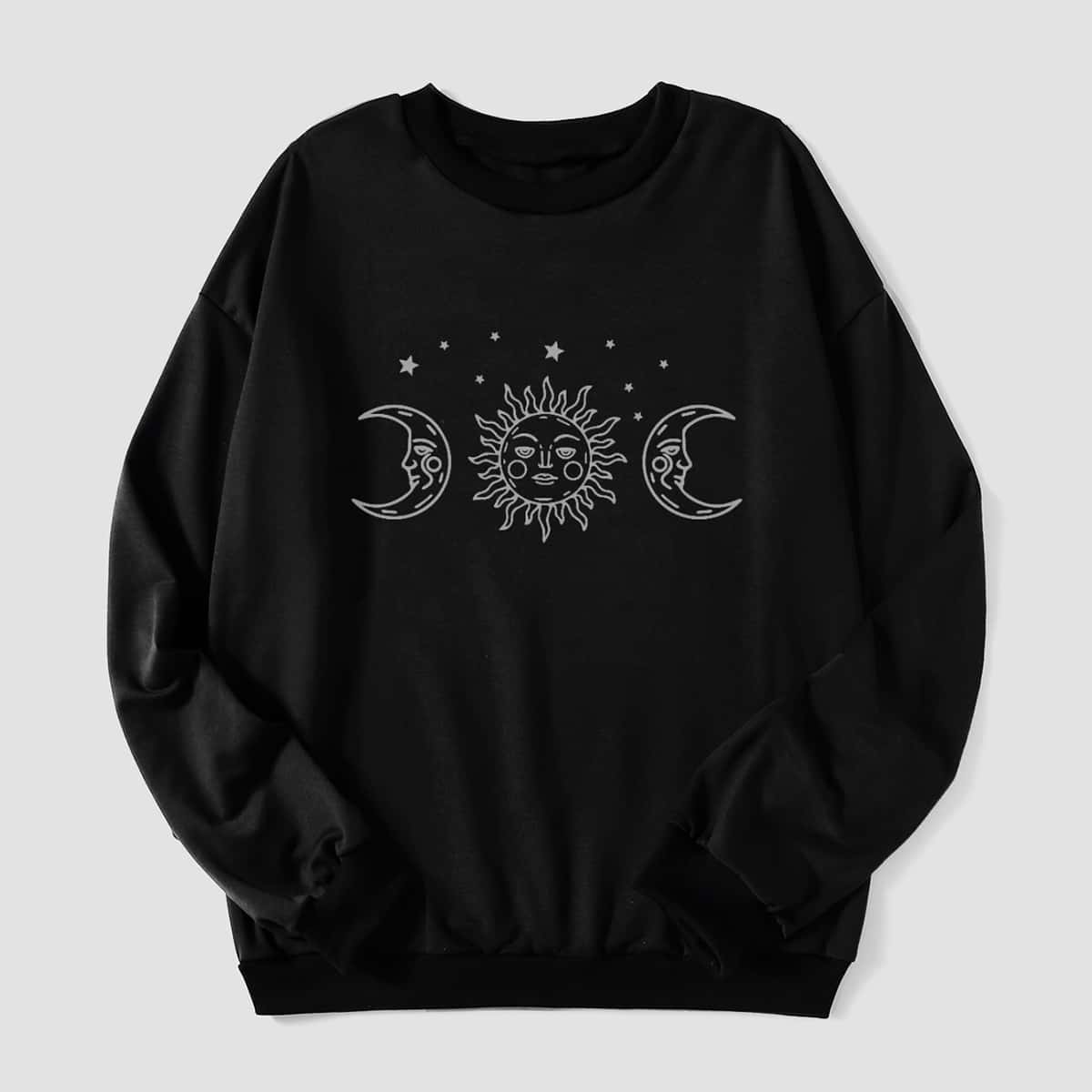 

Sun & Moon Graphic Sweatshirt, Black
