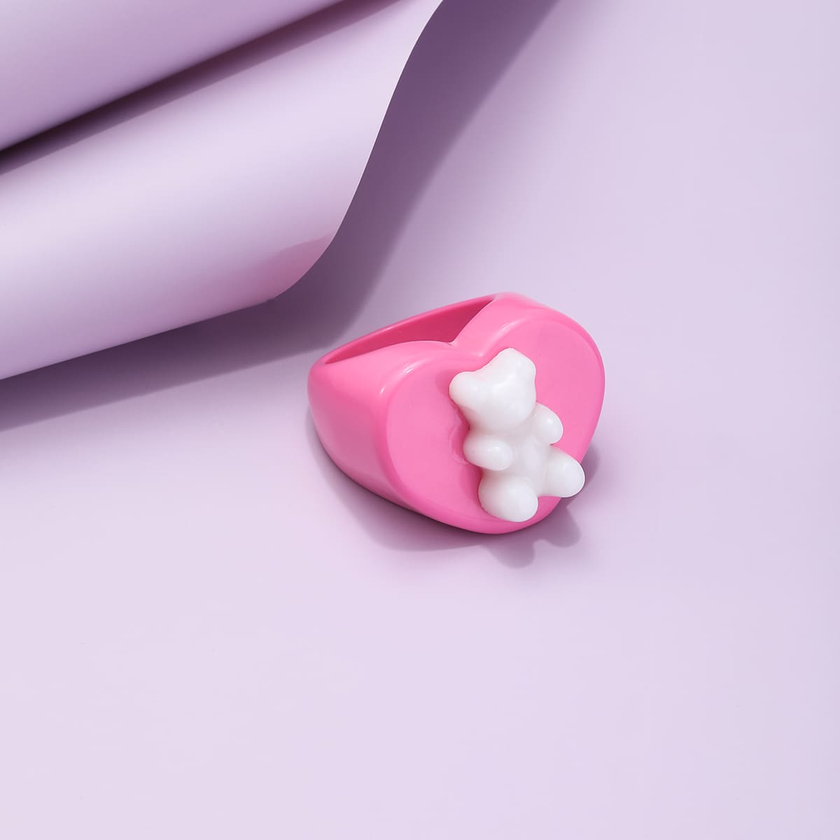 

Bear Decor Ring, Hot pink