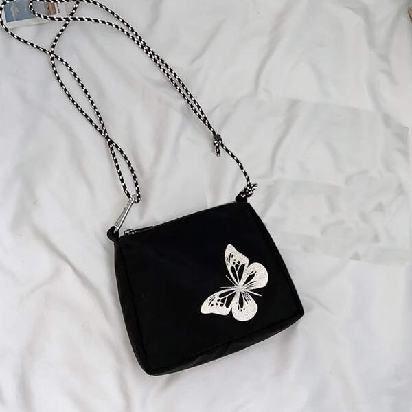 

Floral Graphic Crossbody Bag, Black