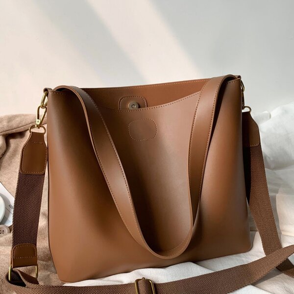 

Vintage Shoulder Bucket Bag, Brown