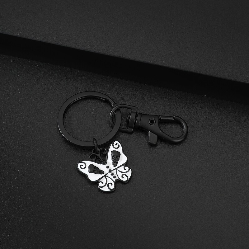 

Butterfly Charm Keychain, Black and white