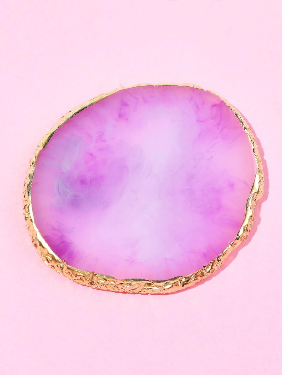 1pc Resin Nail Art Palette Inlay Rhinestone, Nail Art Painting Mixed Color Palette Golden Edge Nail Gel Color Makeup Display Board For Foundation Makeup Tools Eyeshadow Nail Art,Nail Supplies,Nail Tools,Nail Art Tools,Back To School,Nails,Nail Tools For Press On Nails - Purple - View 1