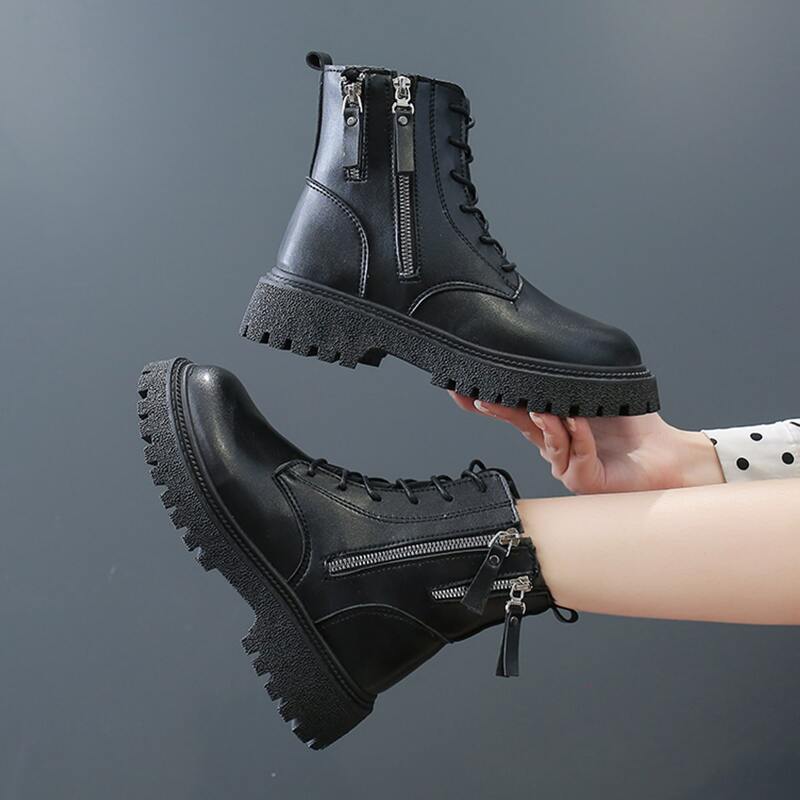 

Side Zip Combat Boots, Black